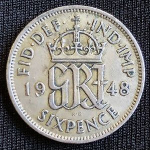 WEDDING SIXPENCE - GEORGE VI UK 🇬🇧 - BRIDAL GIFT - WEDDING ANNIVERSARY